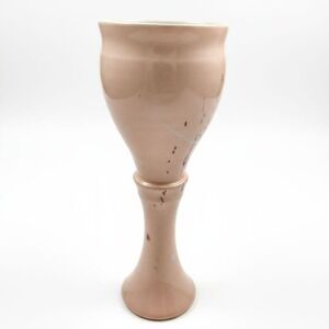 Vintage Studio Pottery Goblet Signed Shane Schimmel '88 Pink Abstract Drip